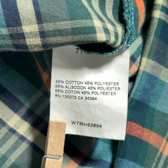 Wrangler Western Shirt Adult LARGE Green Blue Plaid Pearl Snap Outdoor Cowboy - Picture 8 of 10